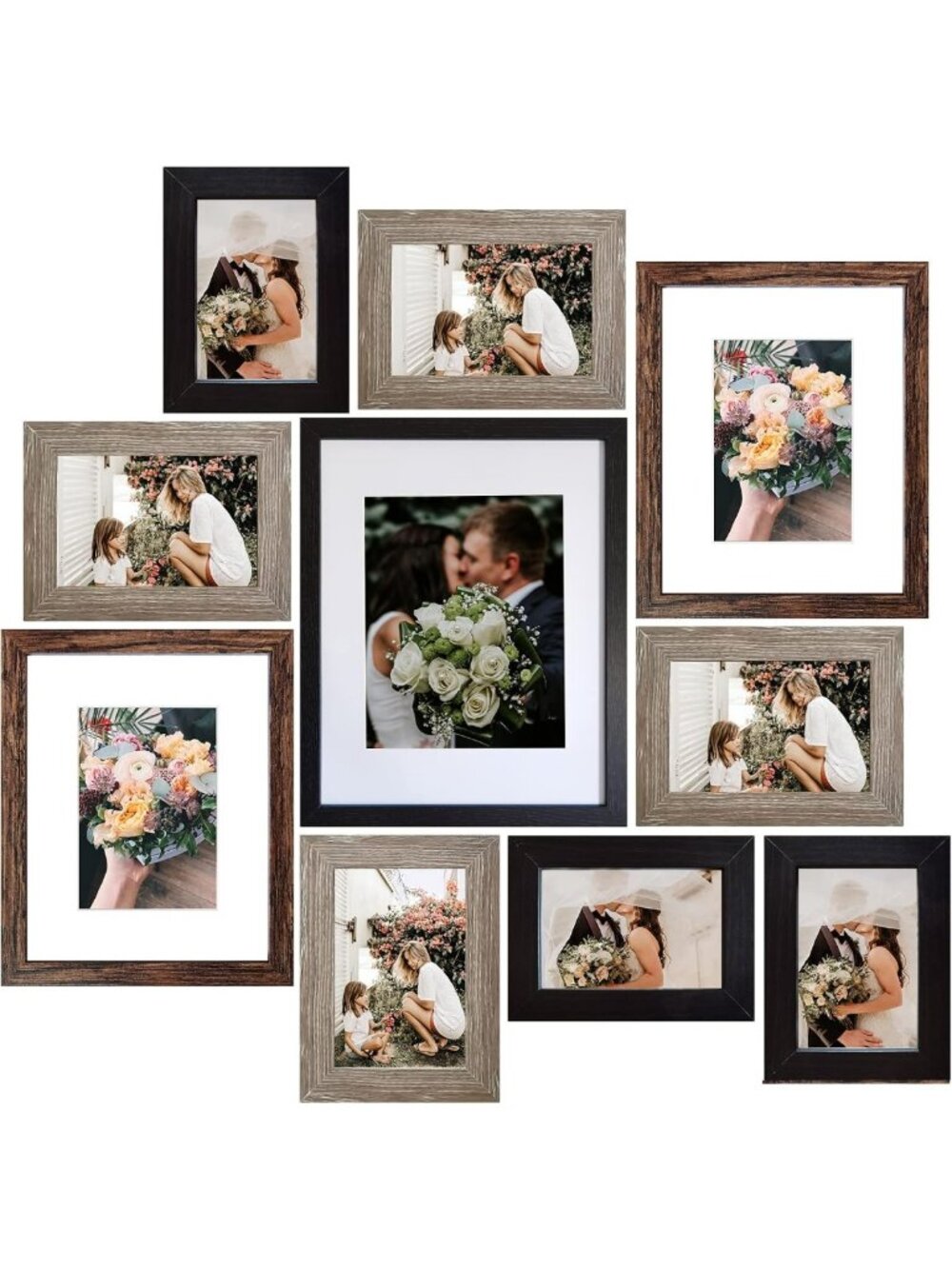 Gallery Wall Frame Set - 10 Collage Picture Frames in 11x14, 8x10, 5x7, 4x6